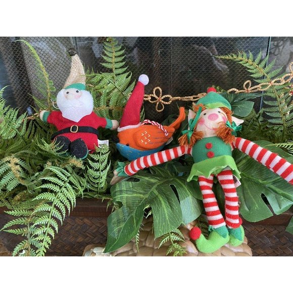 Lot of 3 Felt Santa Claus Bird and Elf Ornaments - Picture 12 of 12